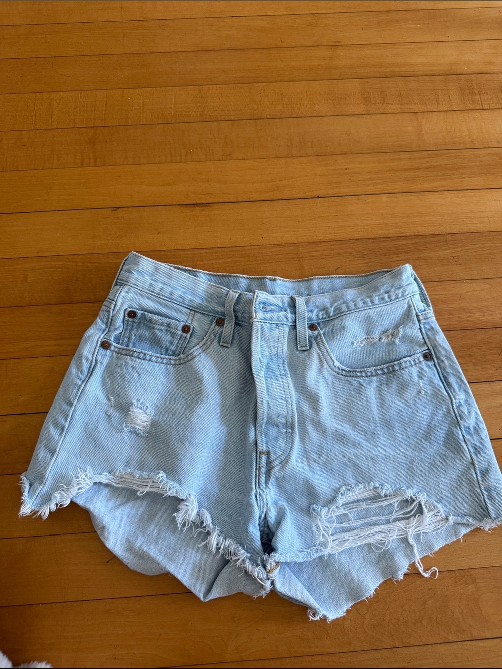 Levi’s Light Blue Distressed Denim Women’s Shorts